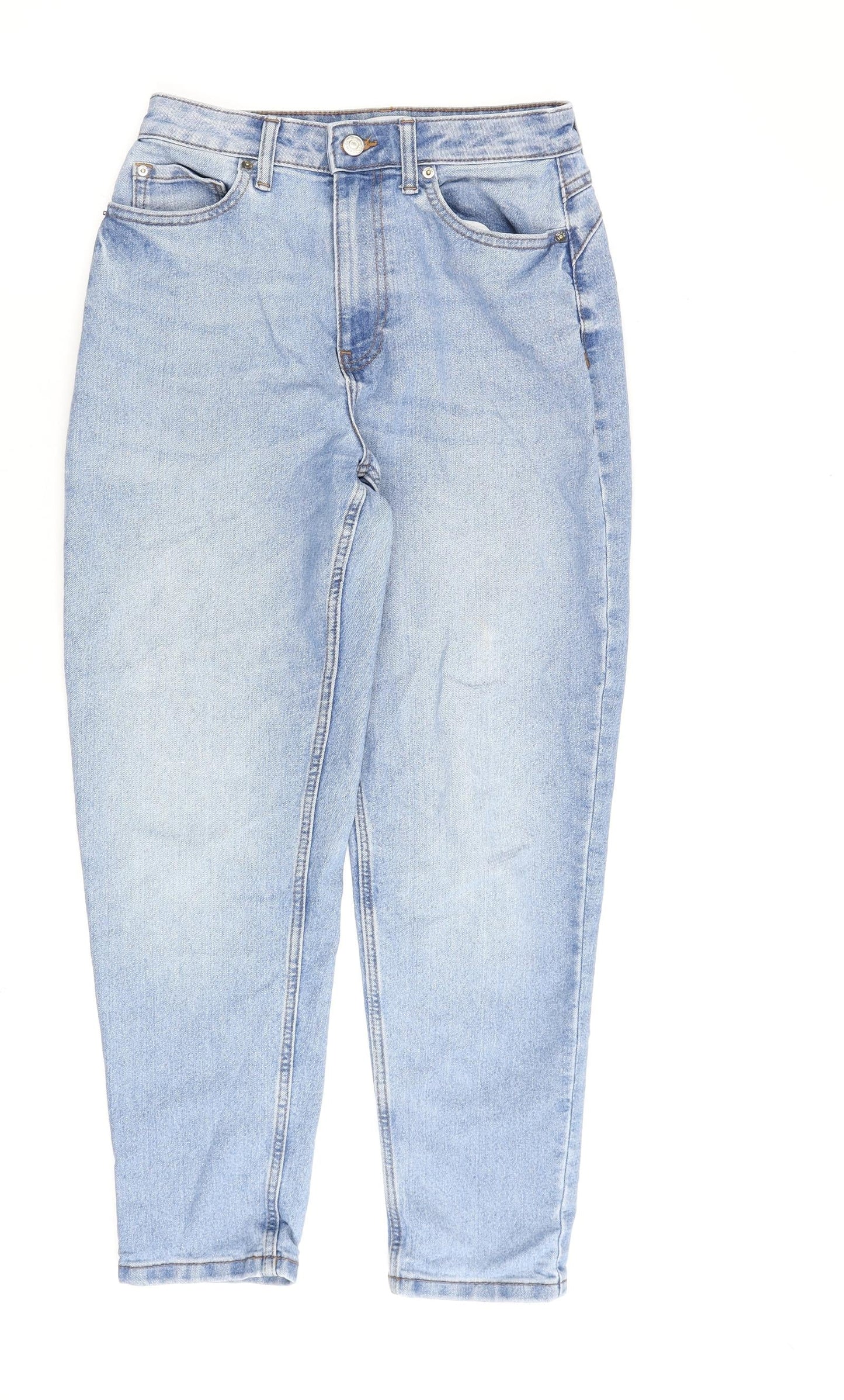 Denim & Co. Womens Blue Cotton Straight Jeans Size 8 L27 in Regular Zip