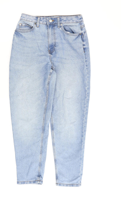 Denim & Co. Womens Blue Cotton Straight Jeans Size 8 L27 in Regular Zip