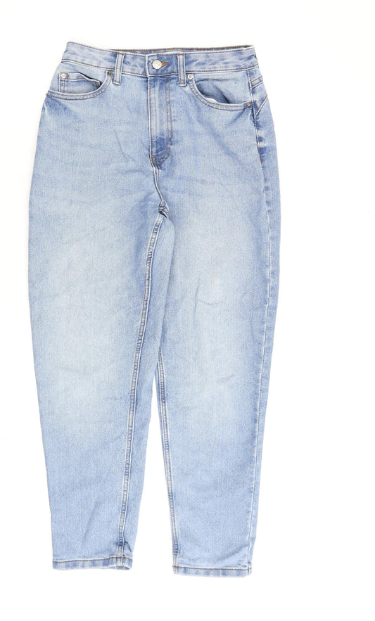 Denim & Co. Womens Blue Cotton Straight Jeans Size 8 L27 in Regular Zip