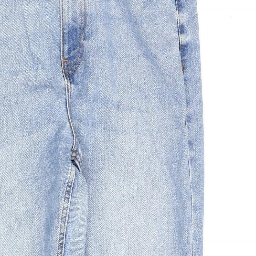 Denim & Co. Womens Blue Cotton Straight Jeans Size 8 L27 in Regular Zip