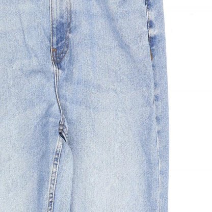 Denim & Co. Womens Blue Cotton Straight Jeans Size 8 L27 in Regular Zip