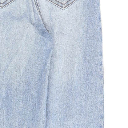 Denim & Co. Womens Blue Cotton Straight Jeans Size 8 L27 in Regular Zip