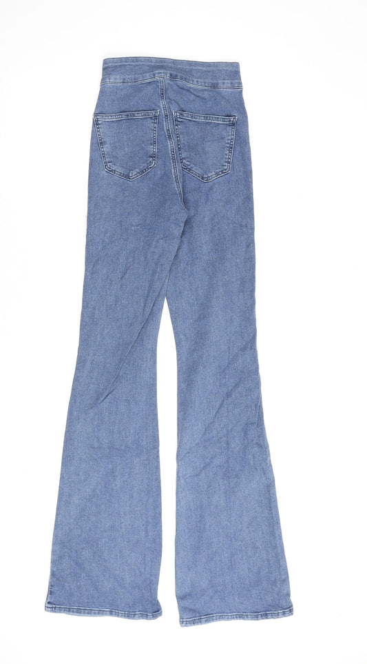 Topshop Womens Blue Cotton Flared Jeans Size 25 in L35 in Regular Zip