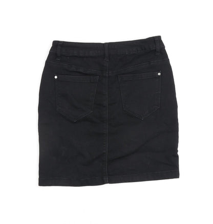 Missguided Womens Black Cotton A-Line Skirt Size 8 Zip