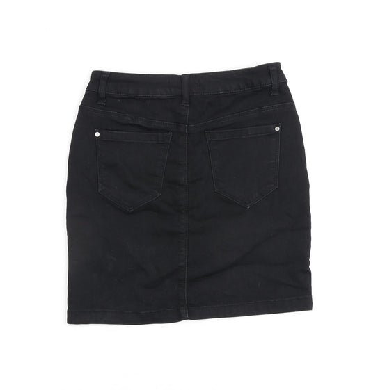 Missguided Womens Black Cotton A-Line Skirt Size 8 Zip