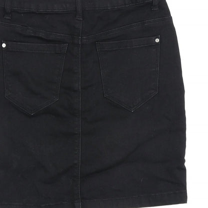 Missguided Womens Black Cotton A-Line Skirt Size 8 Zip