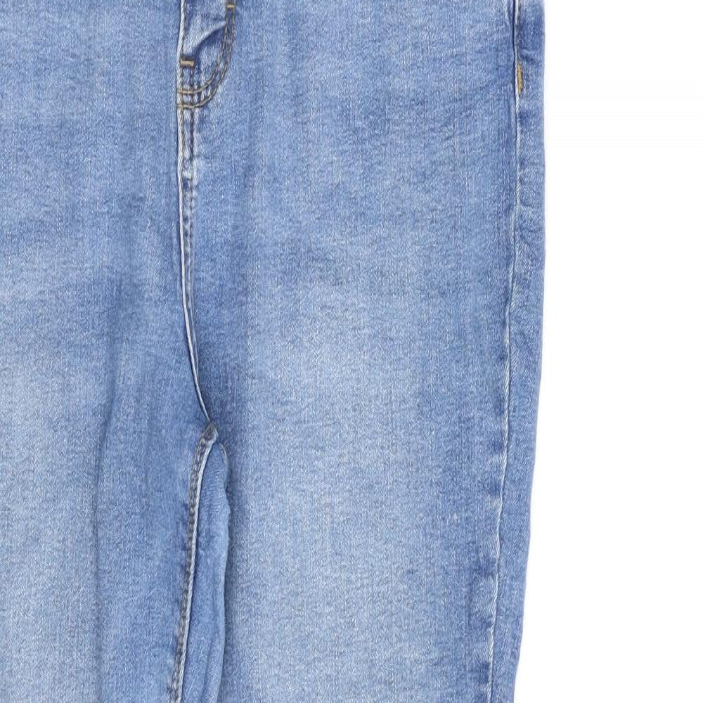 Denim & Co. Womens Blue Cotton Straight Jeans Size 14 L26 in Regular Zip