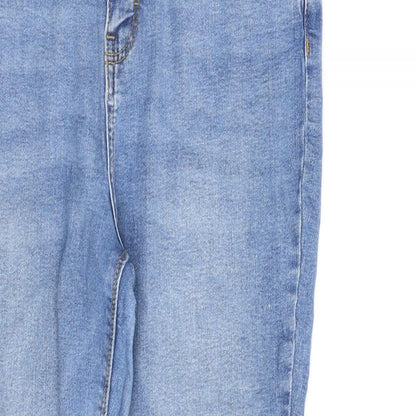 Denim & Co. Womens Blue Cotton Straight Jeans Size 14 L26 in Regular Zip