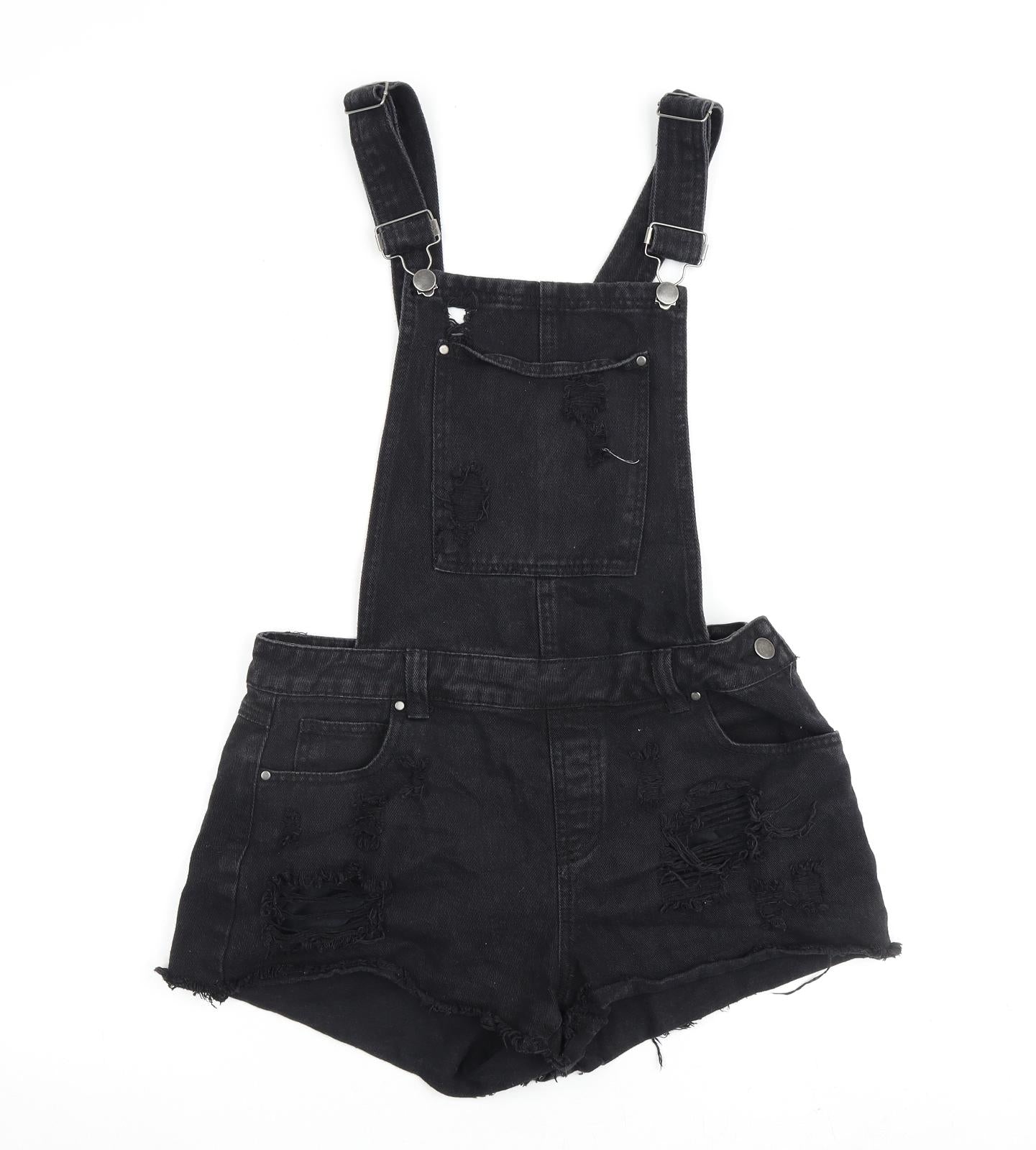 Select Womens Black 100% Cotton Dungaree One-Piece Size 10 Buckle