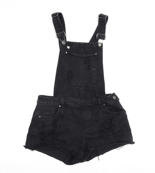 Select Womens Black 100% Cotton Dungaree One-Piece Size 10 Buckle