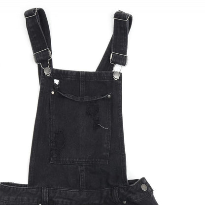 Select Womens Black 100% Cotton Dungaree One-Piece Size 10 Buckle