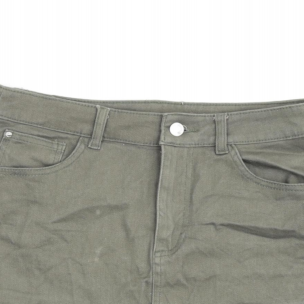 H&M Womens Green Cotton A-Line Skirt Size 8 Zip