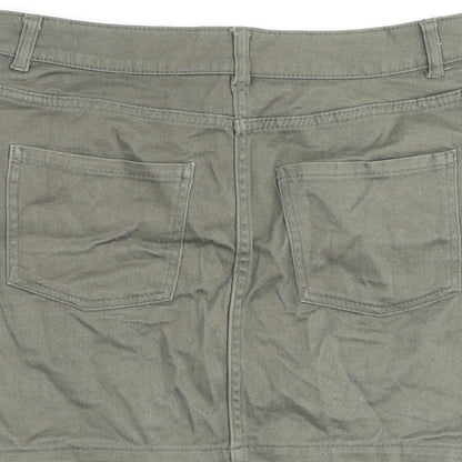 H&M Womens Green Cotton A-Line Skirt Size 8 Zip
