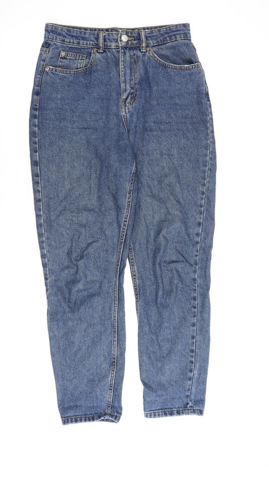 Denim & Co. Womens Blue Cotton Mom Jeans Size 8 L27 in Regular Zip