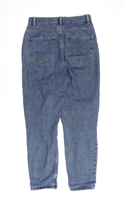 Denim & Co. Womens Blue Cotton Mom Jeans Size 8 L27 in Regular Zip