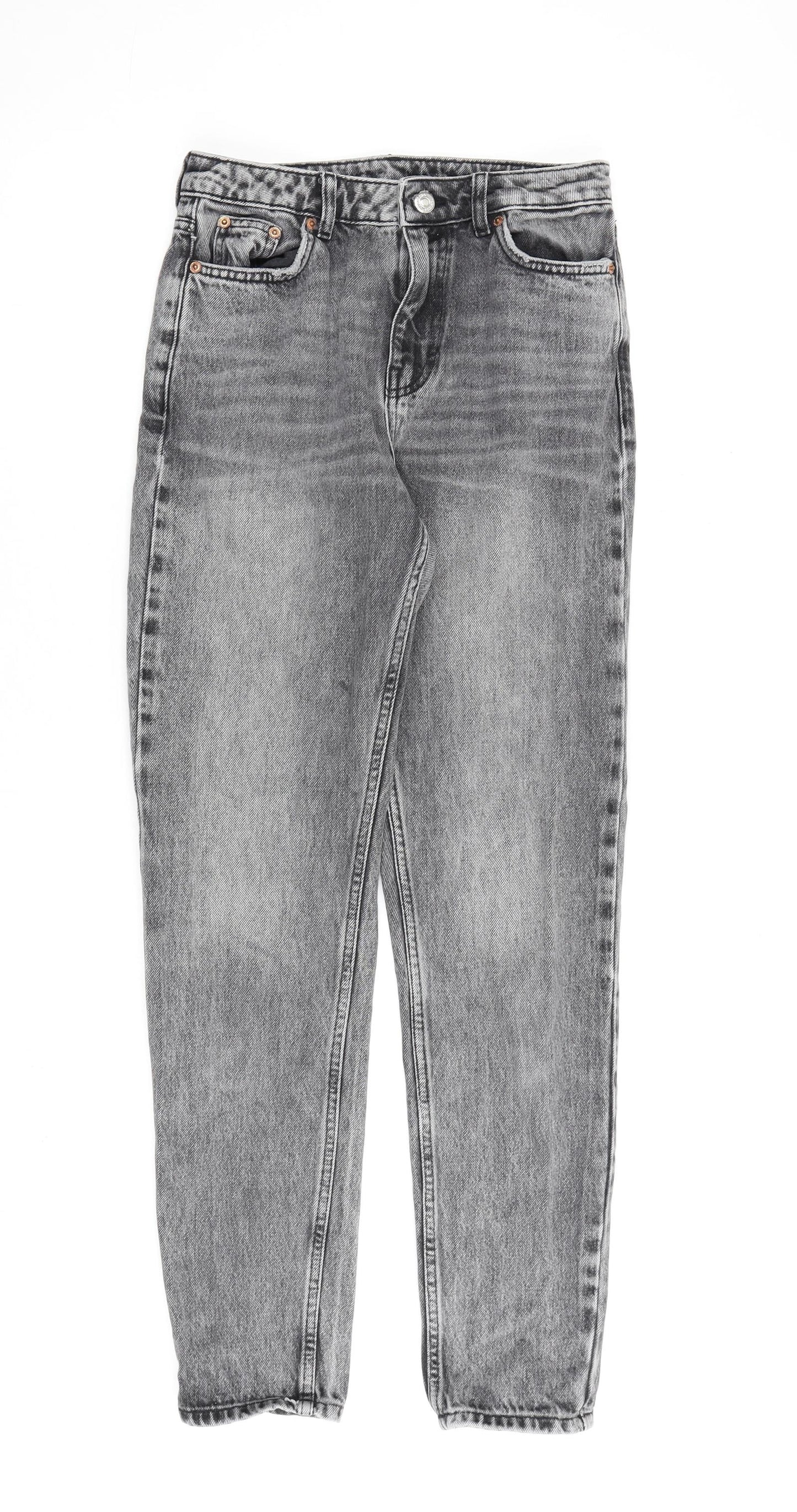 Topshop Womens Grey Cotton Mom Jeans Size 26 in L32 in Regular Zip