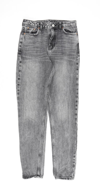 Topshop Womens Grey Cotton Mom Jeans Size 26 in L32 in Regular Zip