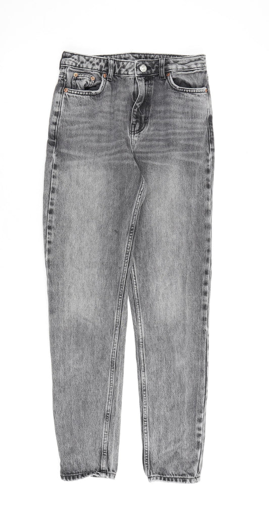 Topshop Womens Grey Cotton Mom Jeans Size 26 in L32 in Regular Zip