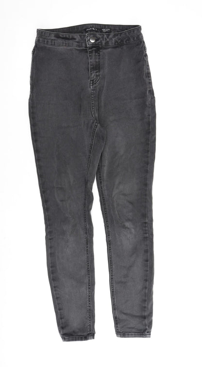 TU Womens Grey Cotton Skinny Jeans Size 12 L28 in Regular Zip