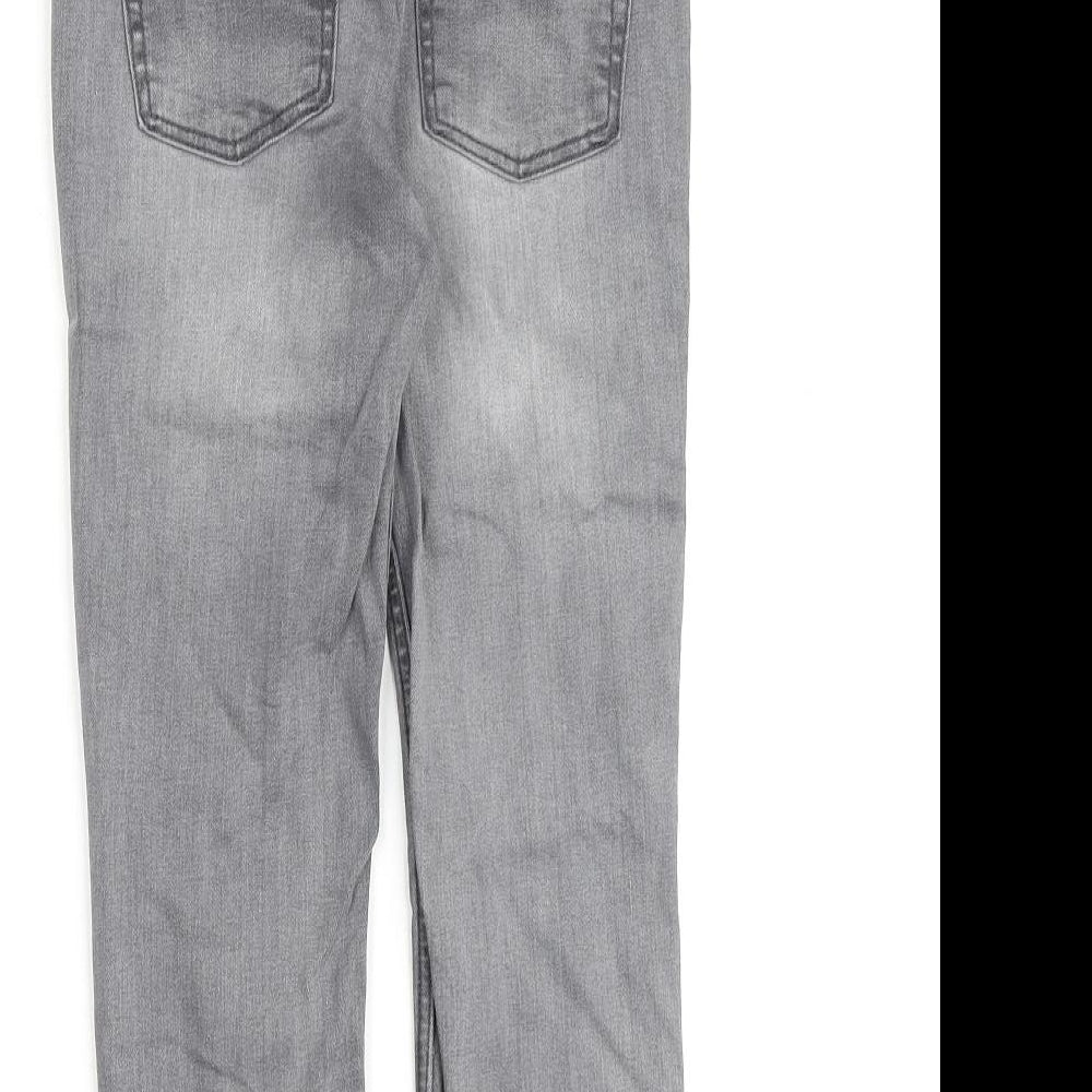 Denim & Co. Girls Grey Cotton Skinny Jeans Size 9-10 Years Regular Zip