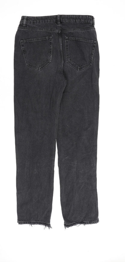 Denim & Co. Womens Grey Cotton Straight Jeans Size 10 L30 in Regular Zip