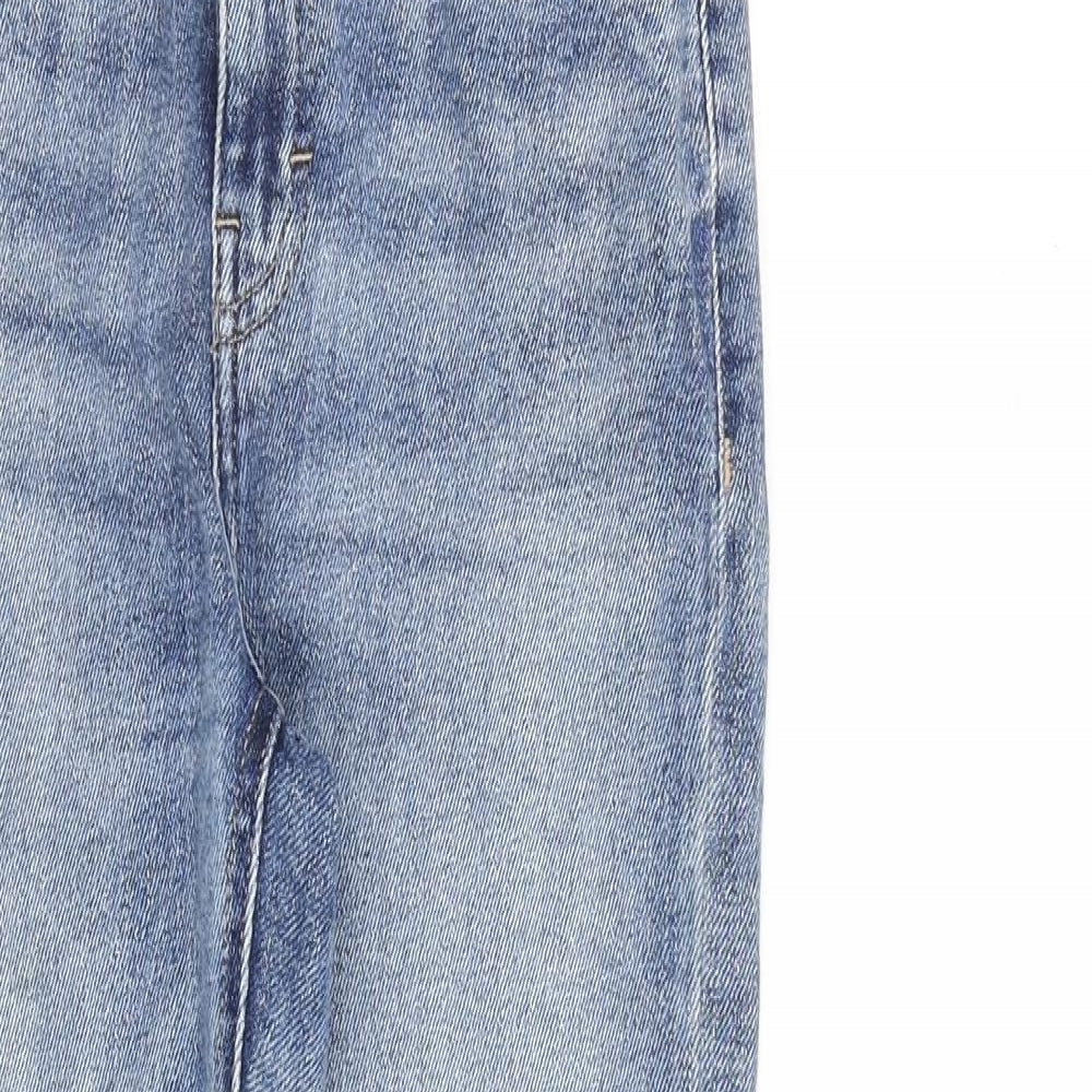 Topshop Womens Blue Cotton Straight Jeans Size 26 in L32 in Regular Zip