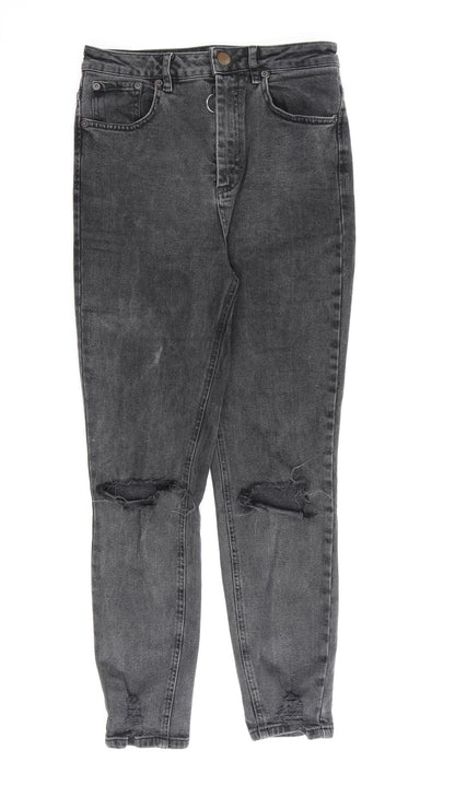 ASOS Womens Grey Cotton Straight Jeans Size 28 in L32 in Regular Zip