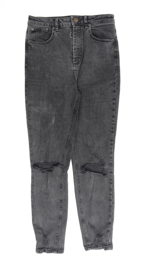 ASOS Womens Grey Cotton Straight Jeans Size 28 in L32 in Regular Zip