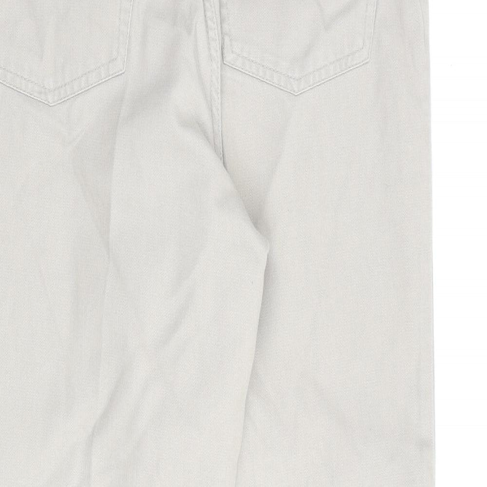 Blue Retro Mens Beige Cotton Straight Jeans Size 36 in L30 in Regular Button