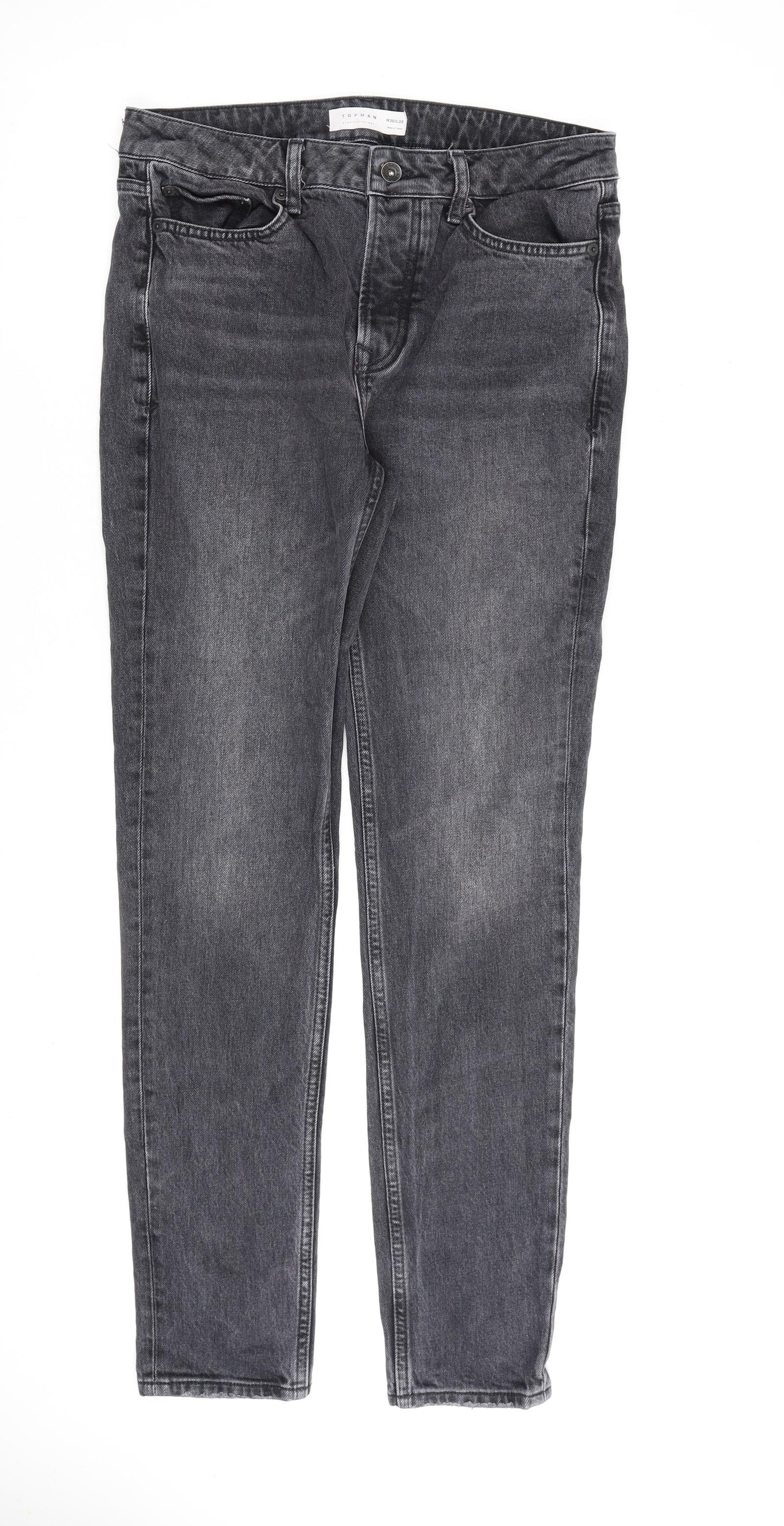 Mens UK Size 30 in Topman Regular Fit Skinny Grey Jeans