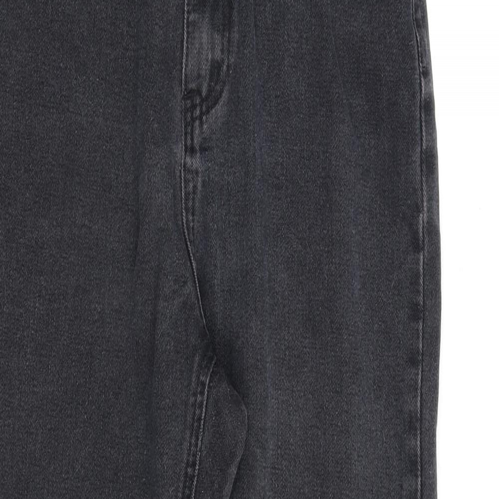 Missguided Womens Grey Cotton Straight Jeans Size 10 L28 in Regular Zip