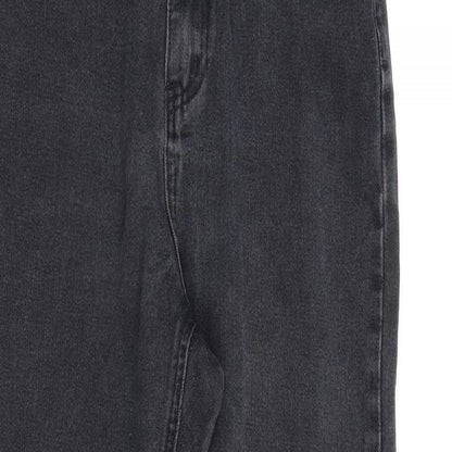 Missguided Womens Grey Cotton Straight Jeans Size 10 L28 in Regular Zip