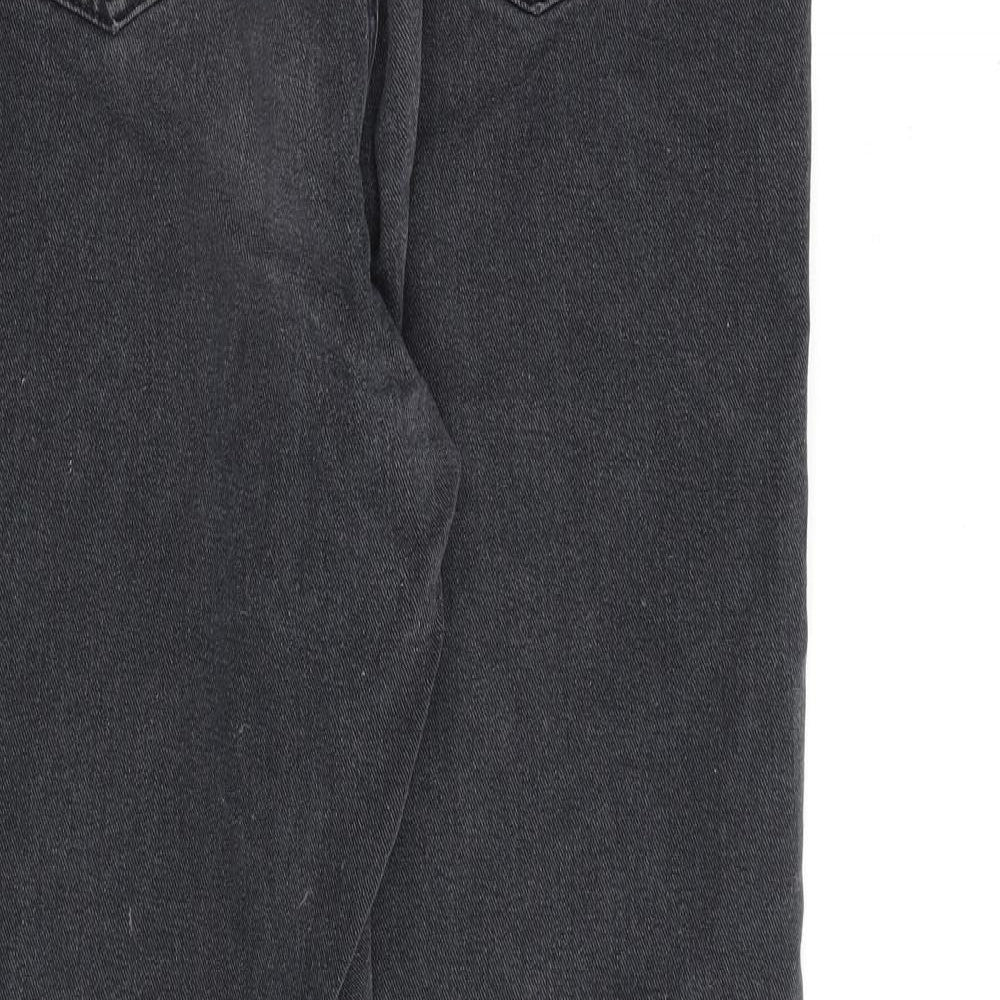 Missguided Womens Grey Cotton Straight Jeans Size 10 L28 in Regular Zip