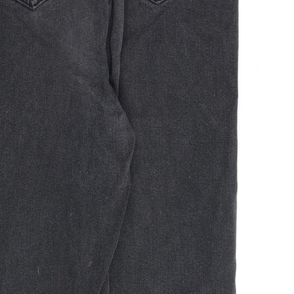 Missguided Womens Grey Cotton Straight Jeans Size 10 L28 in Regular Zip