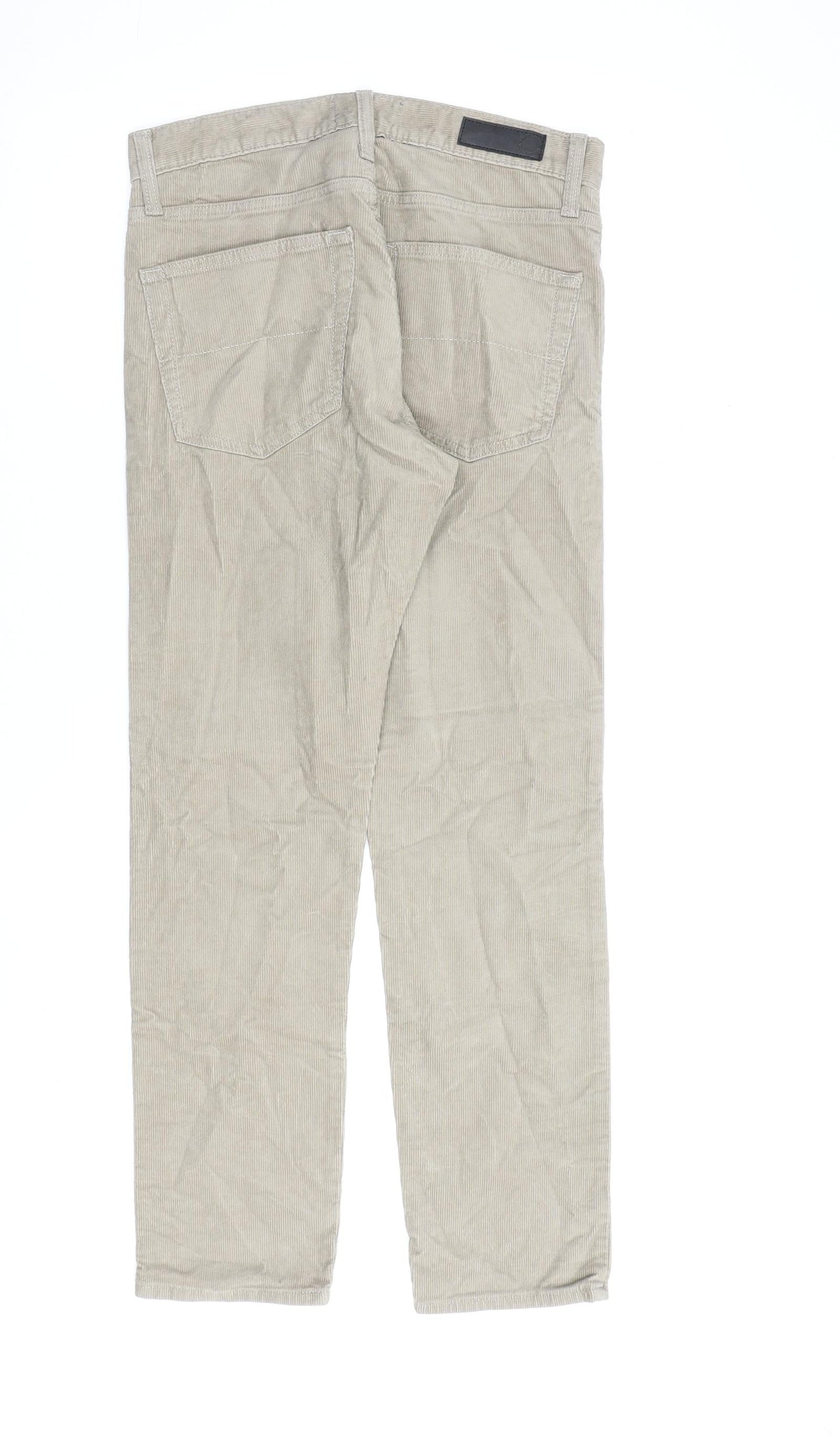 Marks and Spencer Mens Beige Cotton Trousers Size 30 in L29 in Slim Zip