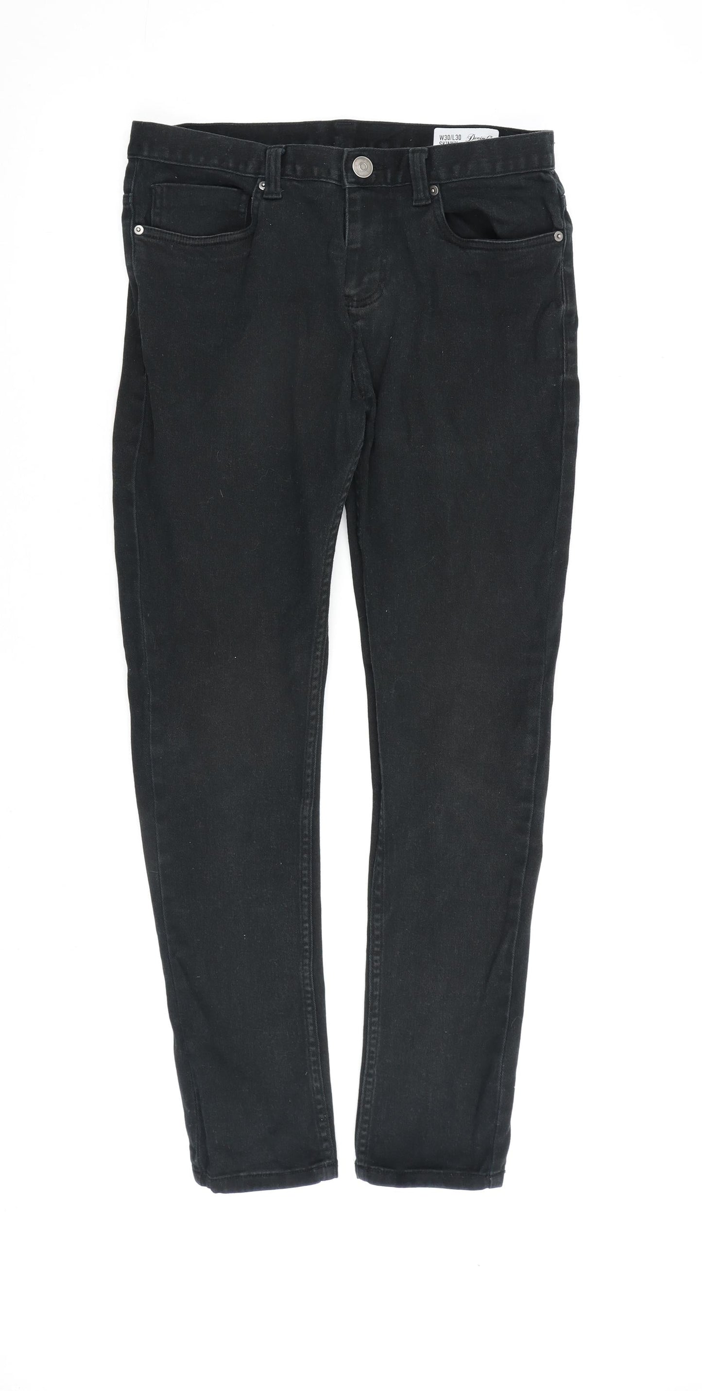 Denim & Co. Mens Black Cotton Straight Jeans Size 30 in L30 in Regular Zip