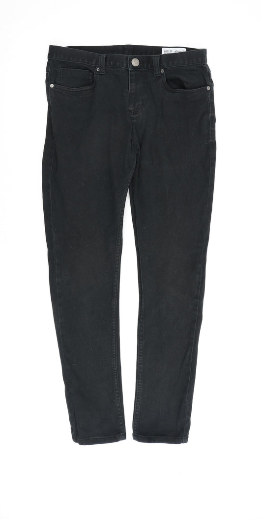 Denim & Co. Mens Black Cotton Straight Jeans Size 30 in L30 in Regular Zip