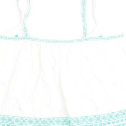 Marks and Spencer Womens Ivory Geometric Cotton Camisole Tank Size 8 Scoop Neck