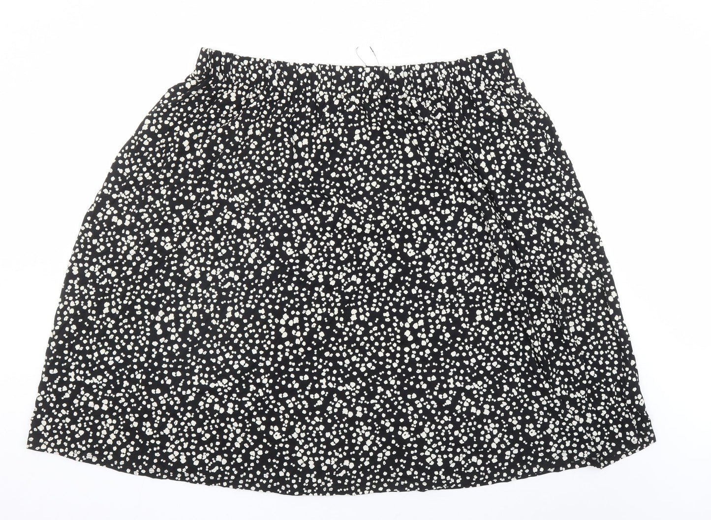 Marks and Spencer Womens Black Geometric Viscose Swing Skirt Size 22 - Elasticated Waist