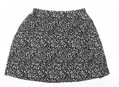 Marks and Spencer Womens Black Geometric Viscose Swing Skirt Size 22 - Elasticated Waist