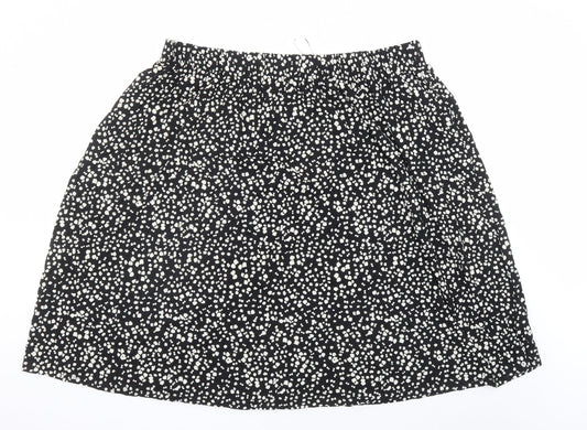 Marks and Spencer Womens Black Geometric Viscose Swing Skirt Size 22 - Elasticated Waist