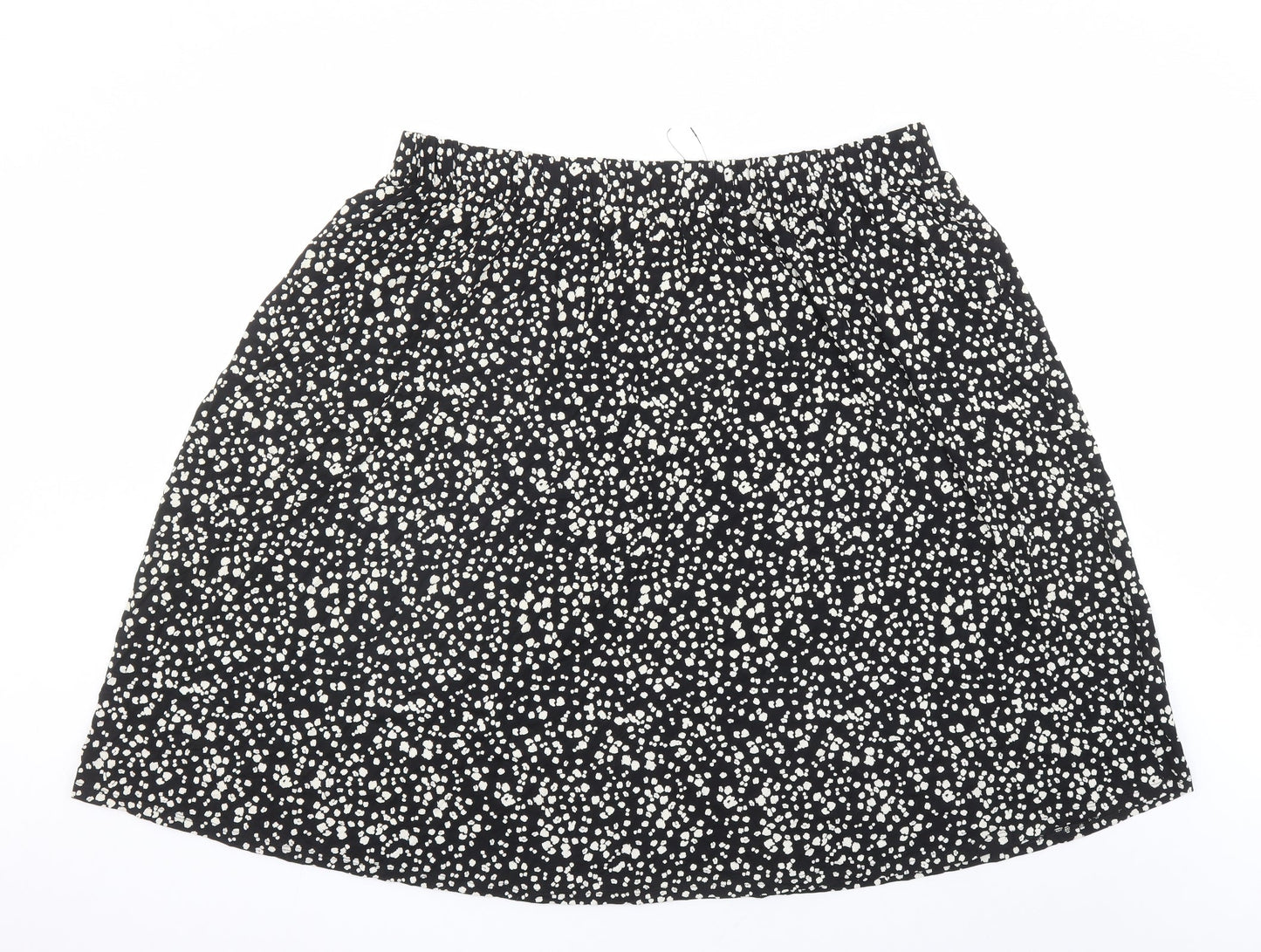 Marks and Spencer Womens Black Geometric Viscose Swing Skirt Size 22 - Elasticated Waist