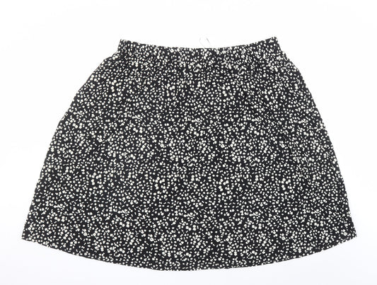 Marks and Spencer Womens Black Geometric Viscose Swing Skirt Size 22 - Elasticated Waist
