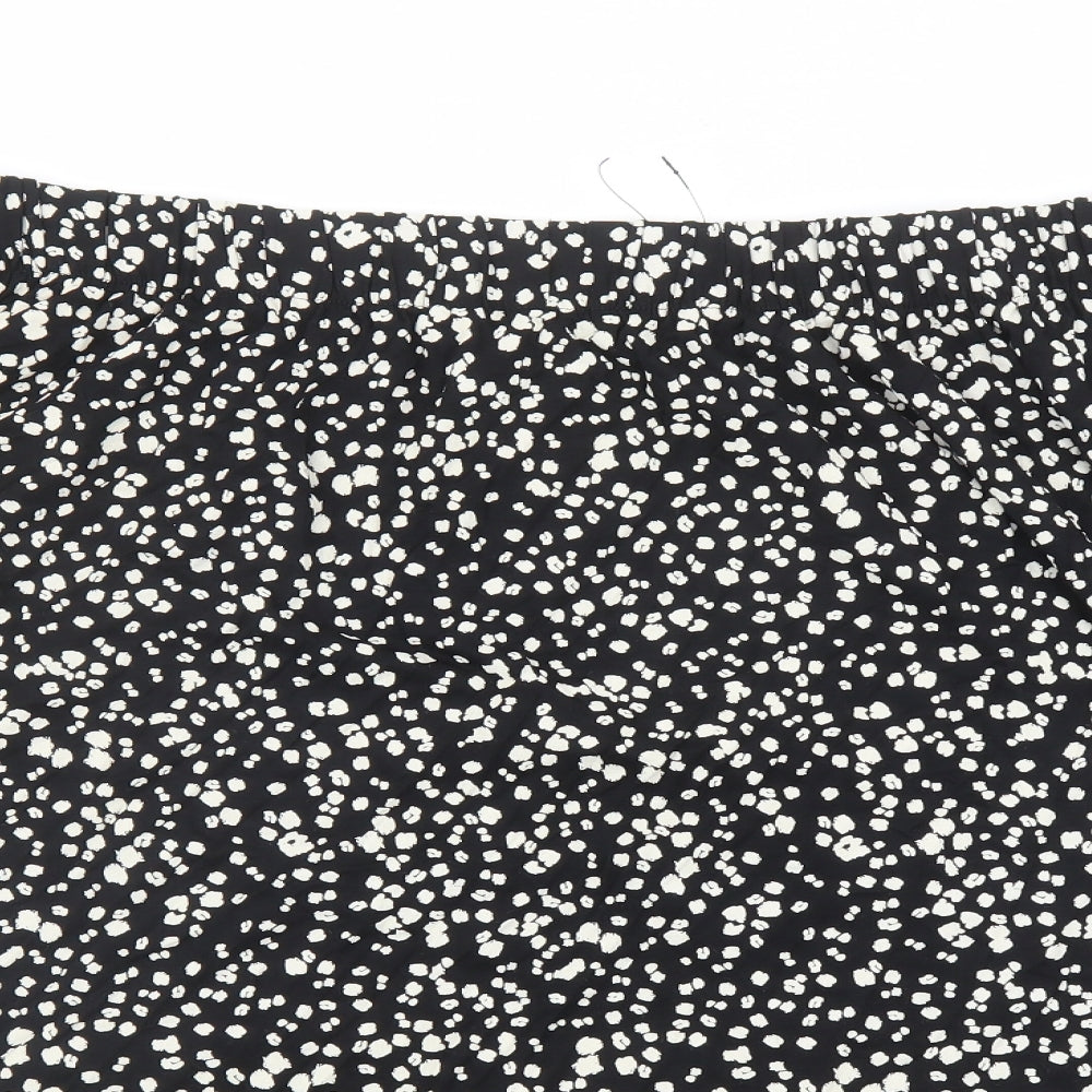 Marks and Spencer Womens Black Geometric Viscose Swing Skirt Size 22 - Elasticated Waist