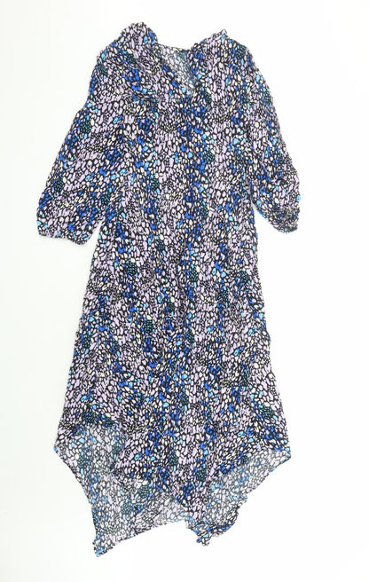 Marks and Spencer Womens Multicoloured Animal Print Viscose Trapeze & Swing Size 10 Round Neck Zip - Leopard Pattern