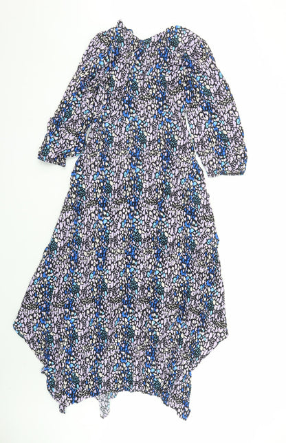Marks and Spencer Womens Multicoloured Animal Print Viscose Trapeze & Swing Size 10 Round Neck Zip - Leopard Pattern