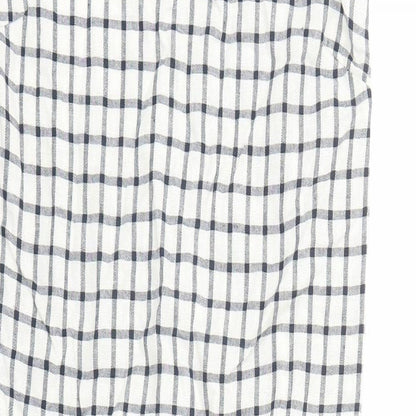 Marks and Spencer Womens White Check Flax A-Line Size 6 V-Neck Zip