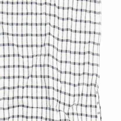 Marks and Spencer Womens White Check Flax A-Line Size 6 V-Neck Zip