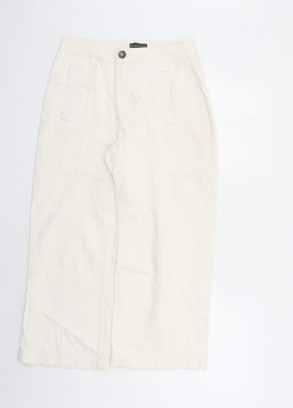 Phase Eight Womens Ivory Cotton Cropped Jeans Size 10 L24 in Regular Zip