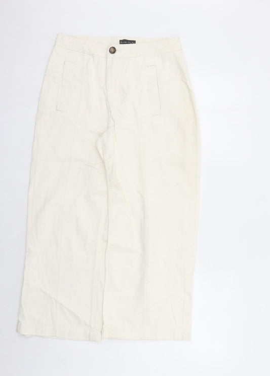 Phase Eight Womens Ivory Cotton Cropped Jeans Size 10 L24 in Regular Zip